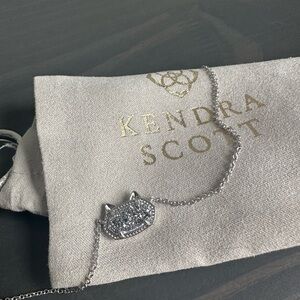 Kendra Scott Silver Drusy Necklace with Cat Ears